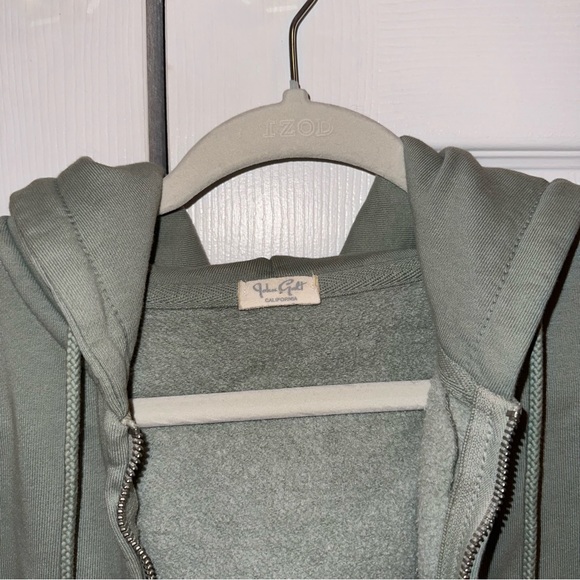 Brandy Melville Cropped Crystal Hoodie in Sage Green - Picture 3 of 4